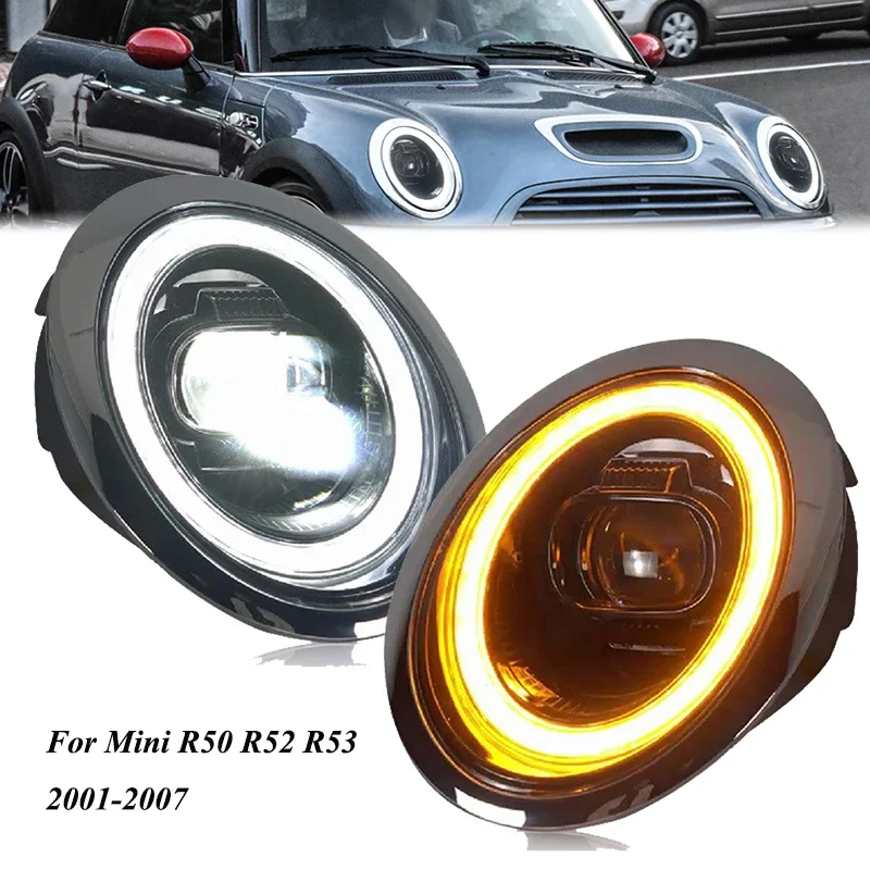2 шт. автомобильные фары для BMW Mini Cooper R50 R52 R53 светодиодные фары в сборе 2001-2007 модифицированные галогенные ксеноновые аксессуары