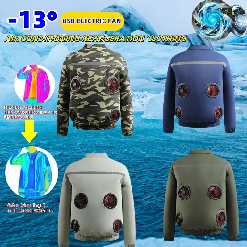 

2025 Summer Fan Jacket Men's Camouflage USB Heat Dissipation Work Clothing Outdoor Fishing Refrigeration Air Conditioning Suit