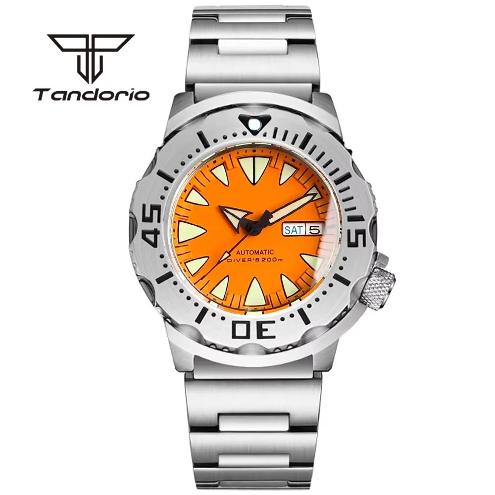 شعار مخصص/الاسم/النص الوحش الغوص NH36 42 مللي متر الميكانيكية التلقائية ساعة رجالي 20ATM الياقوت ساعة اليد تاريخ/أسبوع الأخضر Lume