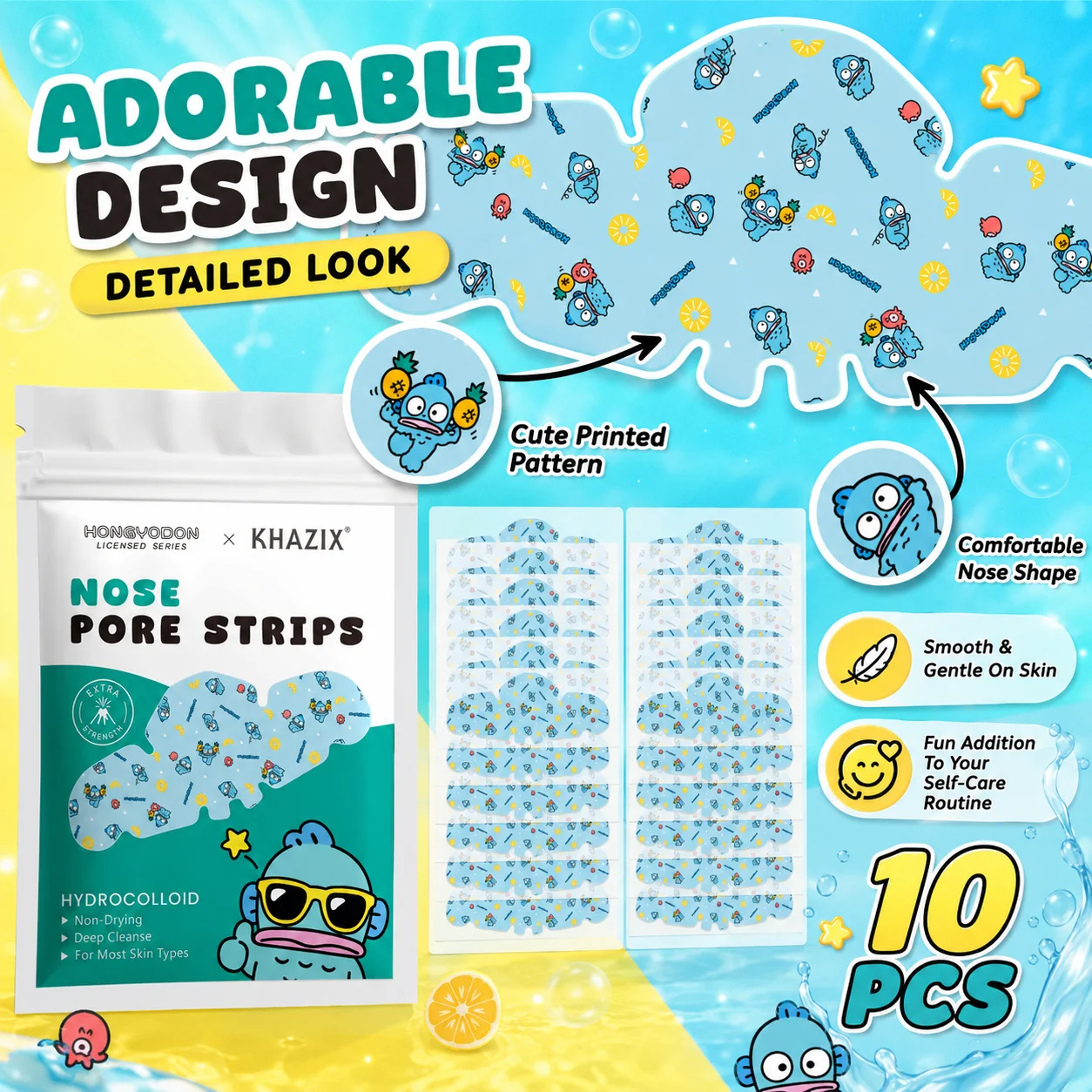 10pcs Hello Kitty Nose Pore Strips 10PCS Cute Cartoon Design Nose Stickers Kawaii Beauty Care Gift for Women