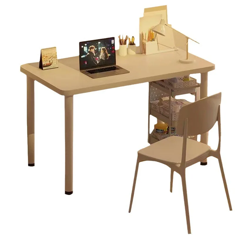 Simple Warm White Wall-mounted Study Desk, Rectangular Household Computer Table with Smooth Desktop for Bedroom Working Area