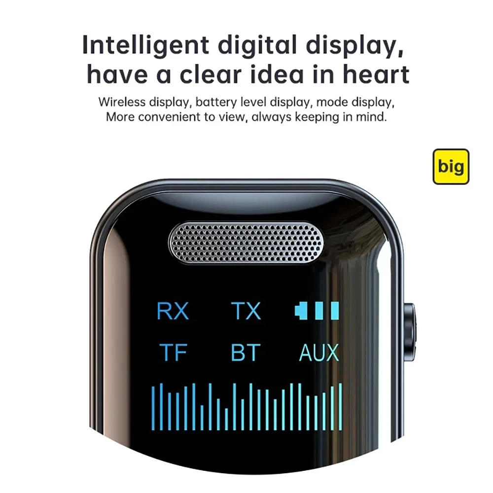 Bluetooth 5.4 Audio Receiver Transmitter 3.5mm AUX TF Card Play Stereo HIFI Music Wireless Adapter With Mic LED Digital Display