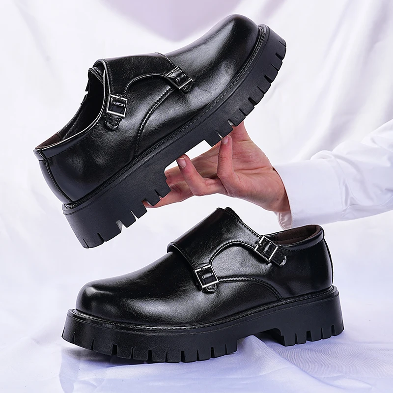 

Новые высококачественные мужские туфли-оксфорды из искусственной кожи для увеличения роста, модные элегантные свадебные туфли на платформе от люксового бренда