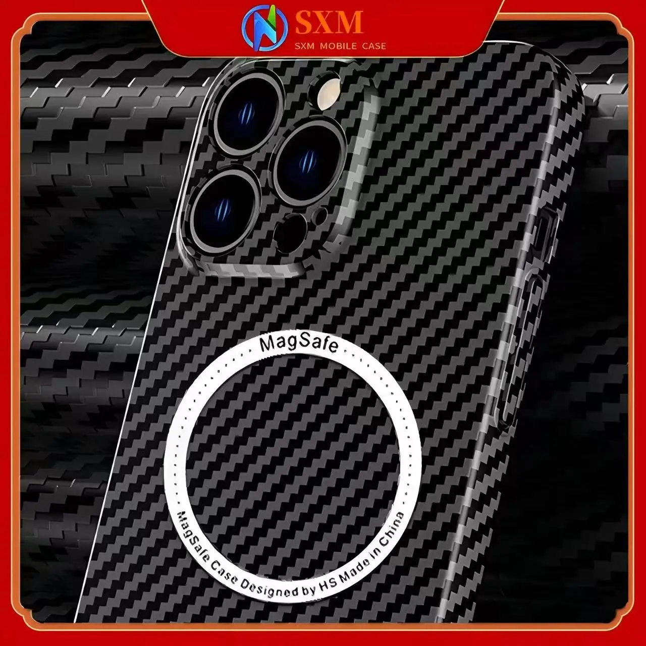 

Suitable for Apple mobile phone carbon fiber texture magnetic phone case ultra-thin all-inclusive protective case