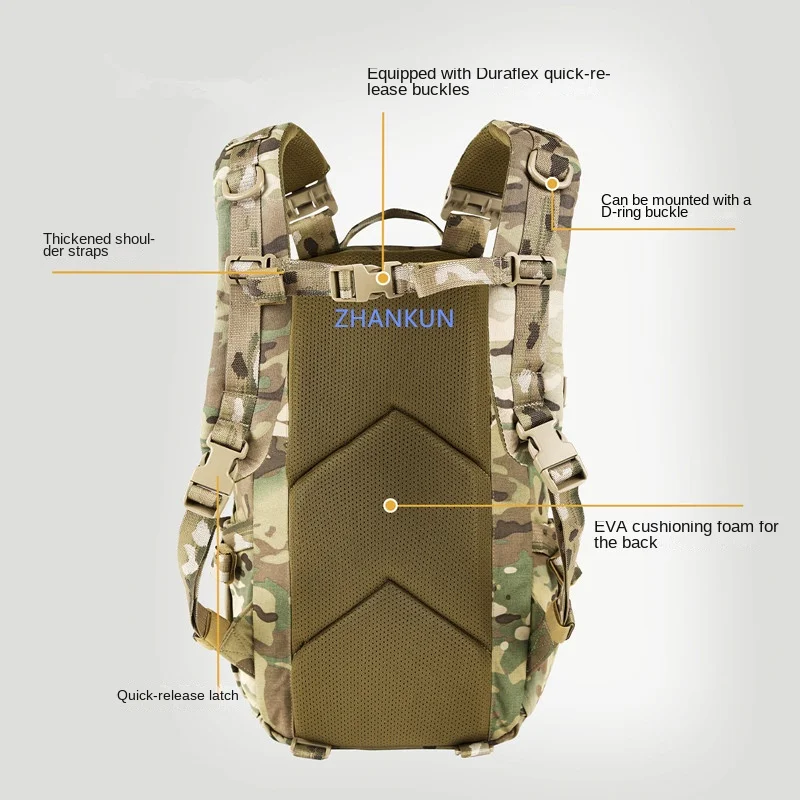 3D Tactical Military Backpack Men's Waterproof Camo Abrasion Resistant Hiking Backpack Multi-pocket Outdoor Camping Trekking Tra
