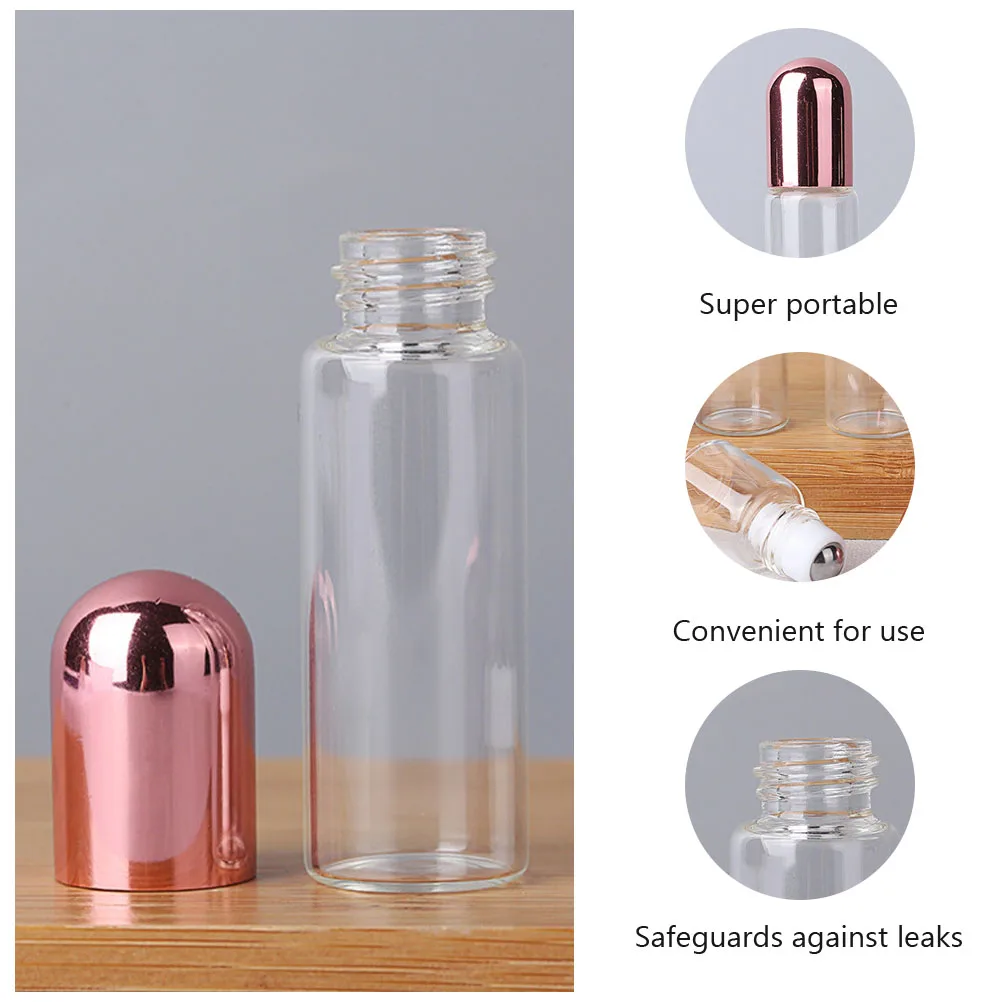 

10Pcs Glass Roller Bottles 1Ml Clear Refillable Essential Oil Bottles for Travel Aromatherapy Perfume Storage Subpackage