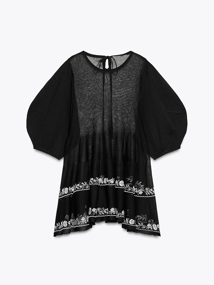 Comfortable ort Sve Long irt Women's Faionable Embroidery Fine Needle All-Match Summer New Arrival Clothing