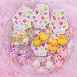 2Pcs/Set Fashion Children's Elastic Bands For Girl Hair Accessories Cute Cartoon Animal Duck Rubber Band For Baby Hair Ornament