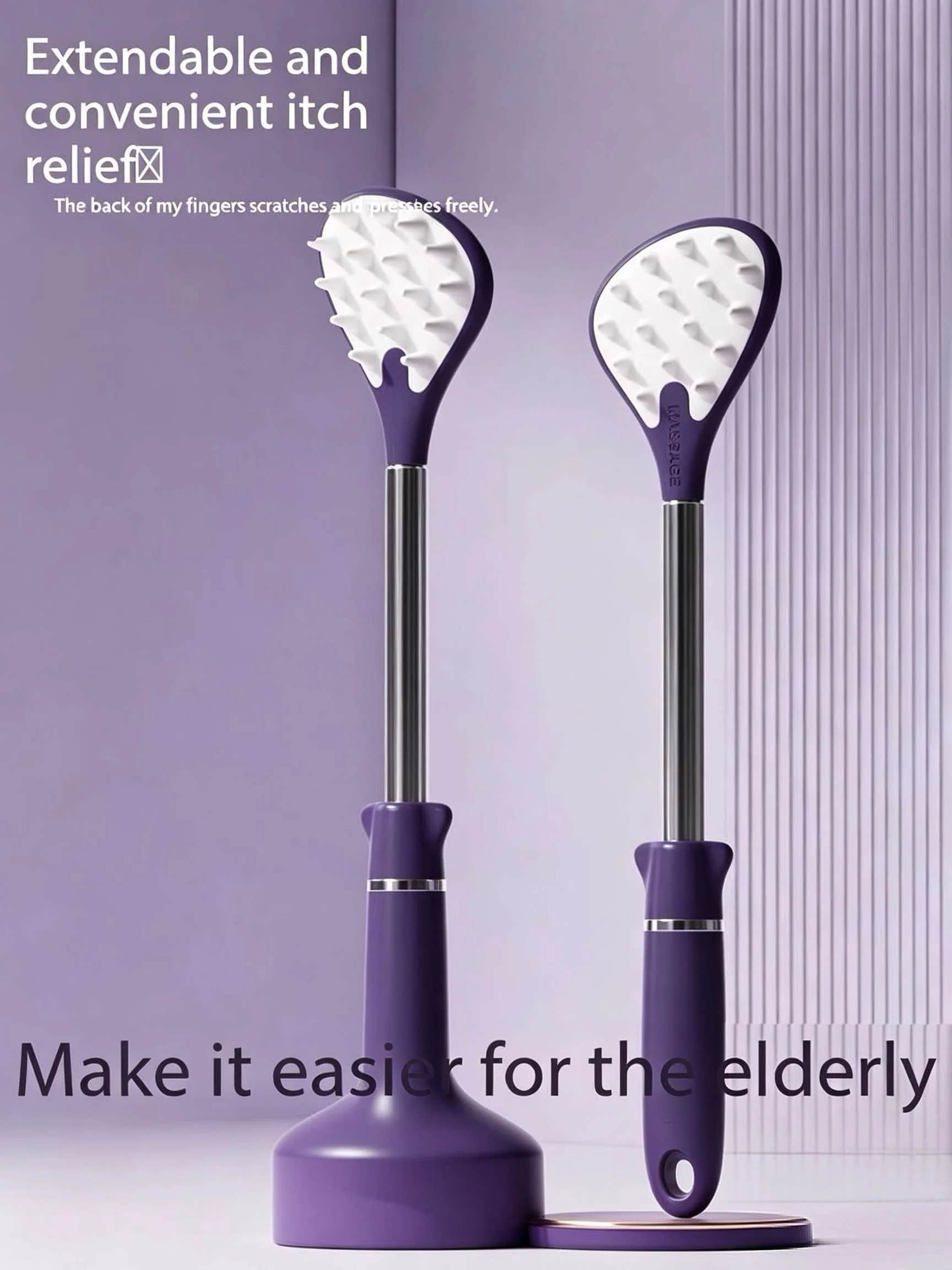 Scalable itching and scratching device for the back, multi-functional acupressure massager, and elderly scratching rake