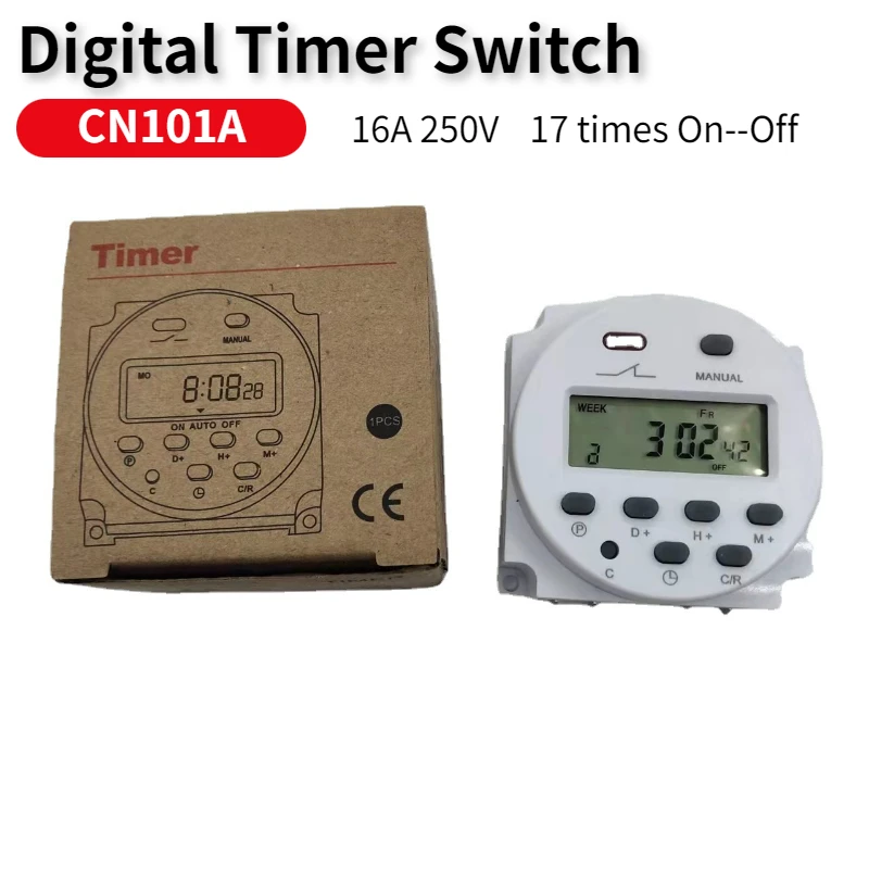 

CN101A16A 220V/24V/12V/110V Weekly Cycle Panel Mounted Digital Display Time Switch