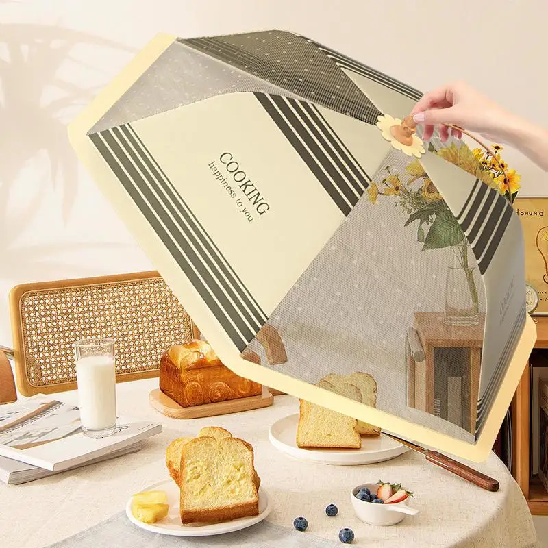 Food Protector Mesh Reusable Folding Vegetable Mesh Food Tent Dust Proof Plate Serving Tents Breathable Mesh Food Umbrella