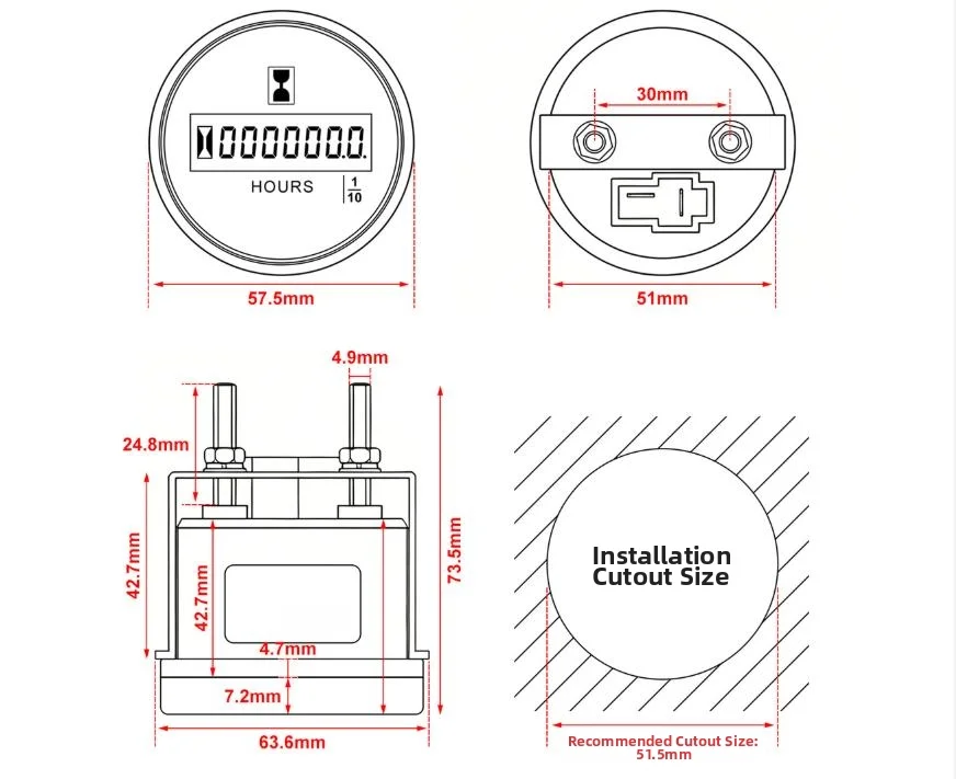 Digital Display Timer Voltmeter Wide Voltage Counter Industrial Digital Timer 6-digit Lcd Screen 0.1 Decimal Precision