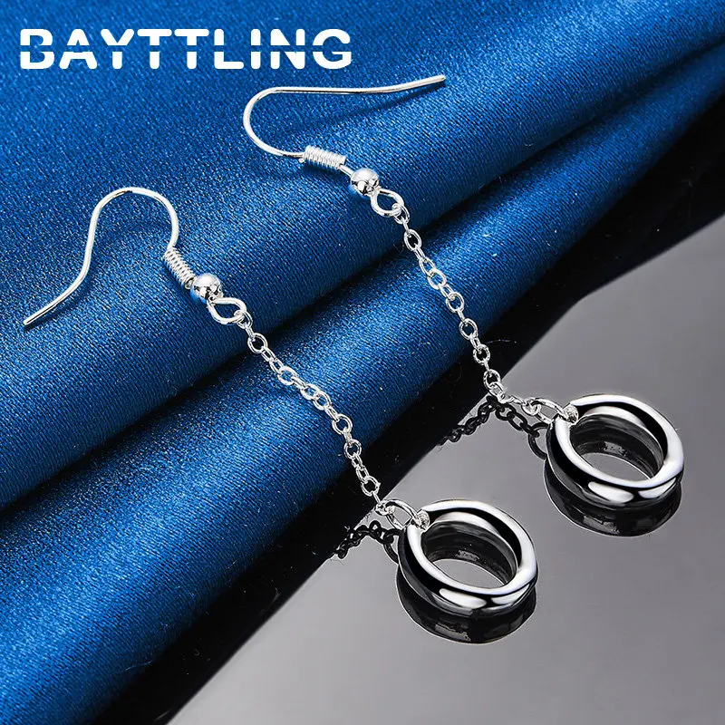 New 925 Sterling Silver Earrings Fashion 33MM Tassel Round Women Drop Earrings Wedding Party Favor Jewelry Accessories