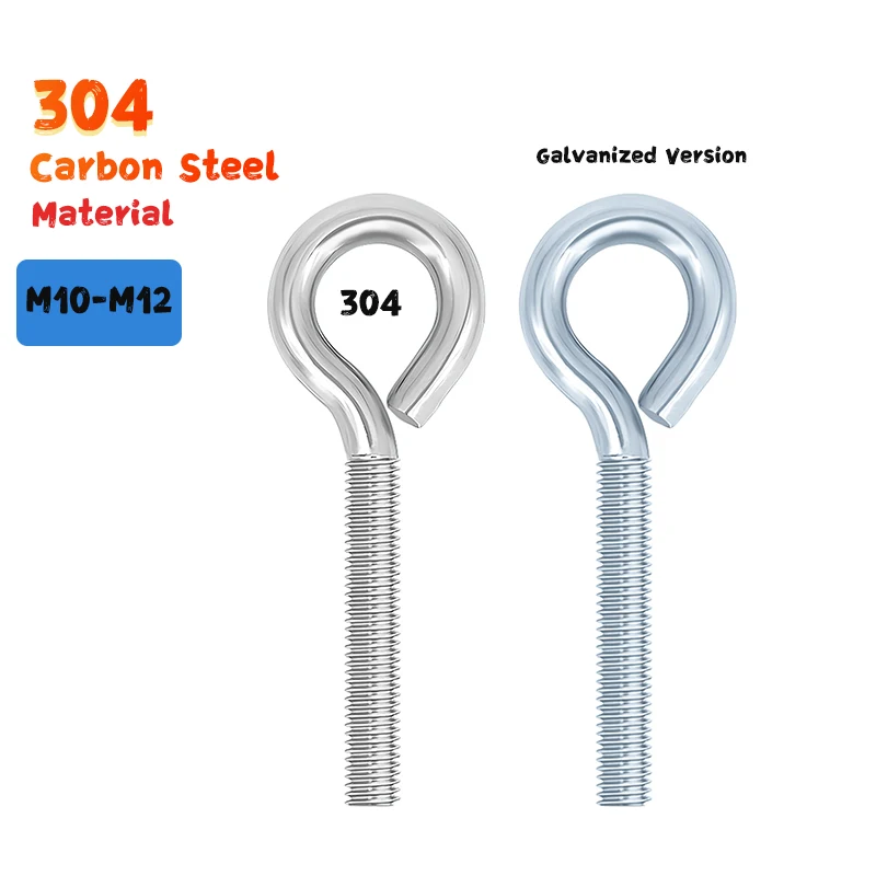 Galvanized Carbon Steel Closed Eye Bolt, Solid Closed Sheep Eye Lifting Screw For Household Suspension Mounting M10 M12