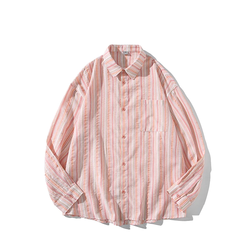 

Новая полосатая рубашка с длинным рукавом для мужчин и женщин | Модная осенняя рубашка на пуговицах | Повседневная и офисная одежда | Модный топ с воротником с лацканами