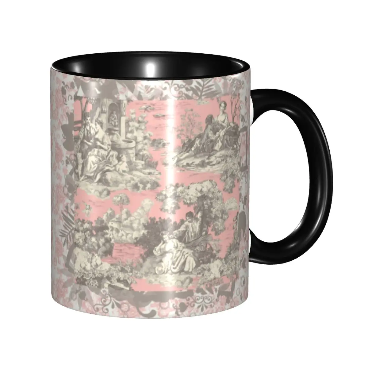 Toile De Jouy Vintage French Coffee Mug DIY Customized Ceramic Mug Cup Creative Present