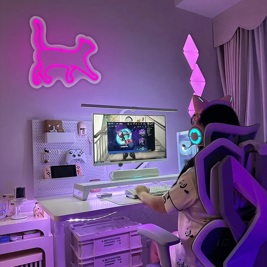 Neonreclames met dieren, schattige kattenpictogrammen worden gebruikt voor decor in kamers, huizen, speelkamers en huisdierenwinkels en als cadeau voor vrienden.