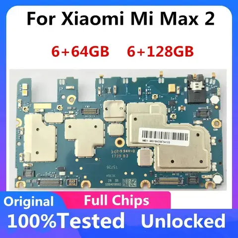 For Xiaomi MI Max 2 Motherboard Original Unlock Clean IMEI Android OS Full Chips Logic Board 64/ 128/ 256 Circuits