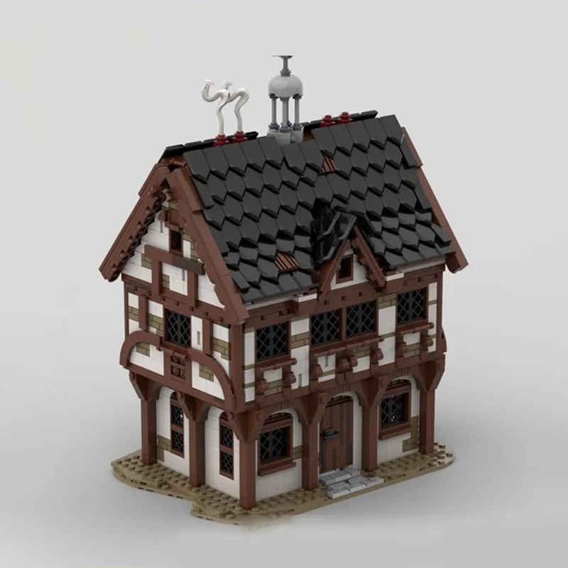1548pcs MOC 중세 도시 중세 시장 집 2 MOC 빈티지 무역 건물 DIY 모델 빌딩 블록 생일 장난감 선물