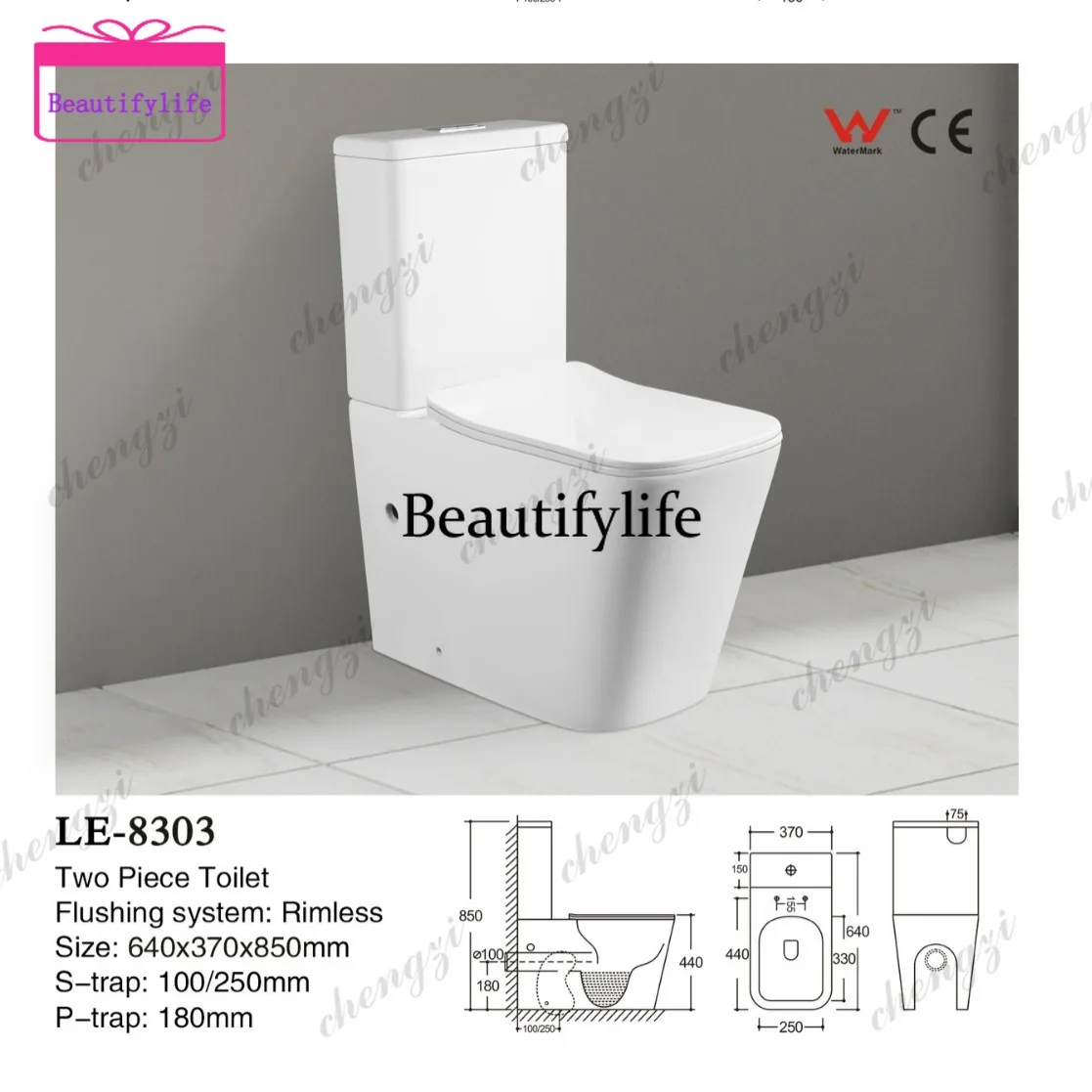 A17  Floor Row Straight Flush Toilet Ceramic Sitting Toilet Split Bathroom Toilet