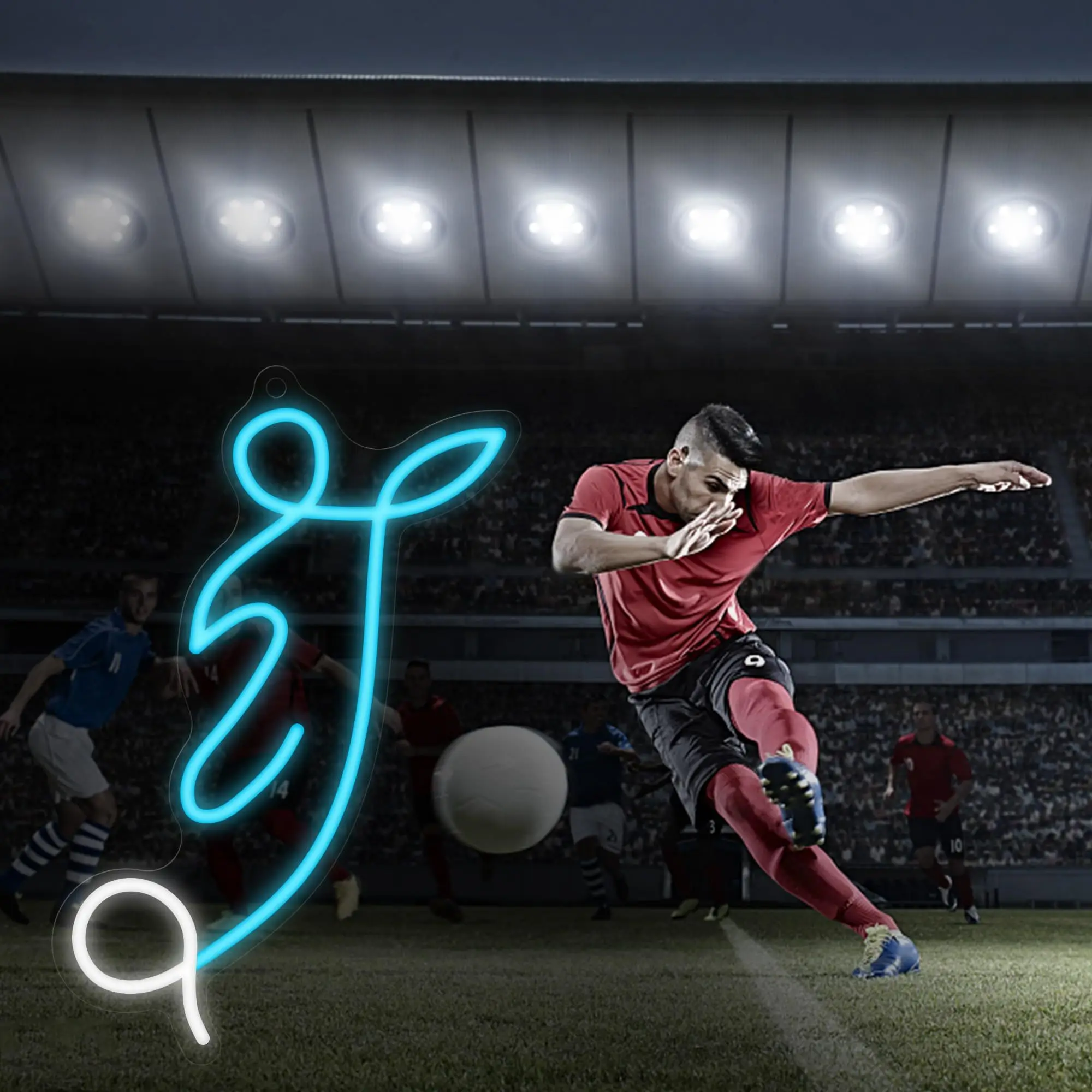 Kick Football LED Neon - Wave Mirror Design, USB Powered Dimmable LED Neon, Party for Football Fans, Bar, Bedroom Wall Decor
