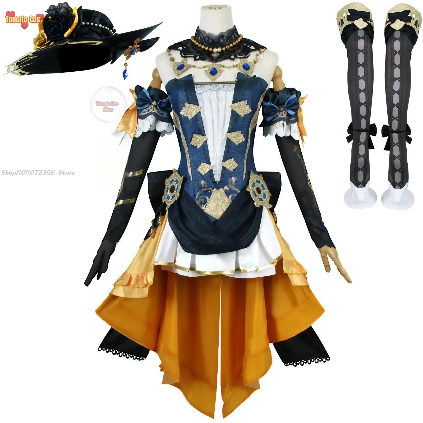 Genshin Impact Navia Cosplay Costume Sumeru Game Anime Suit 2D Character Outfit Blue Ocean Hot Search Trending Popular Fashion