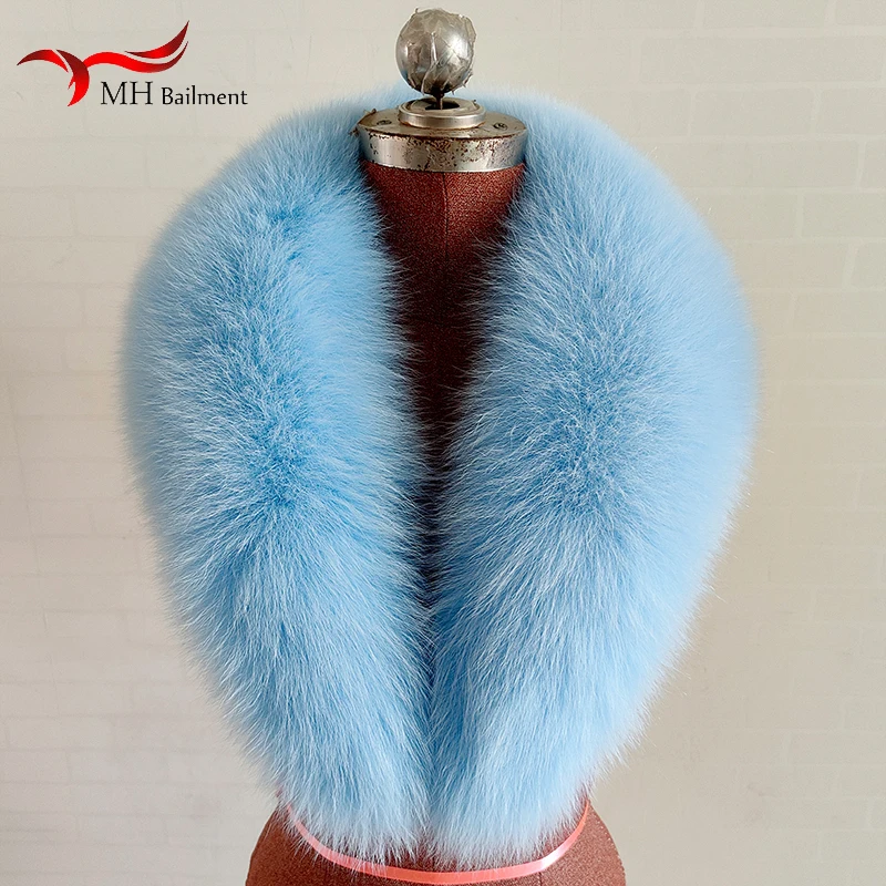 100% Real Fox Fur Collar Women Fashion Autumn Winter Warm Shawl Large Size Neck Warmer Fur Scarf Scarves Jacket Coat Universal