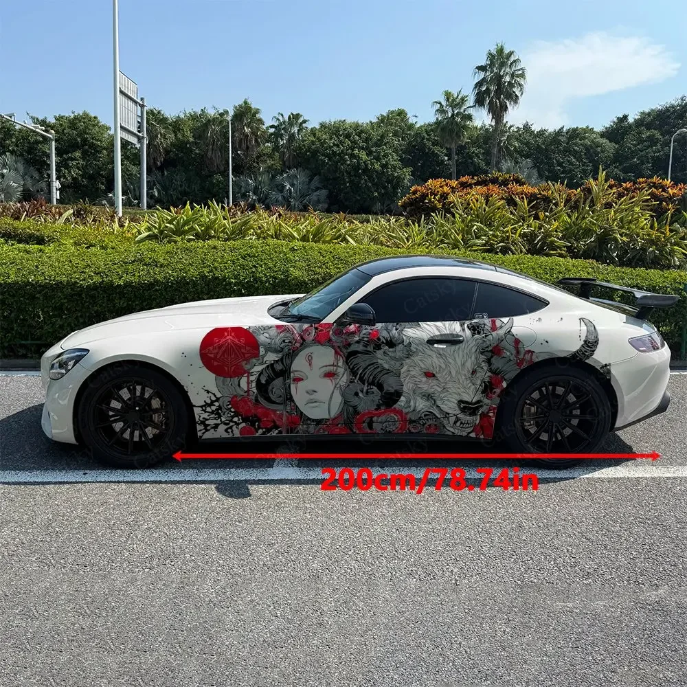 2PCS Curse Seal Twin Spirits, Durable, Fade-resistant, Enhance Vehicle Aesthetics With Bold Artistic Design Car Vinyl Wraps