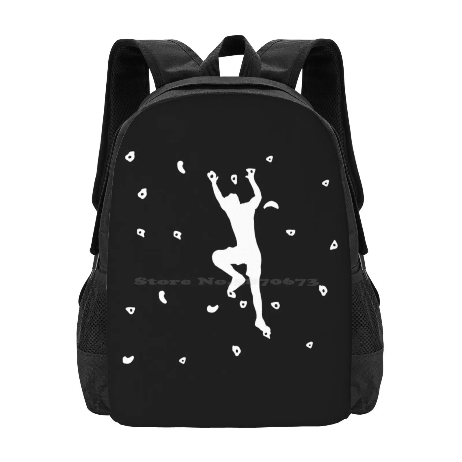 Mann Climbing Or Bouldering On Climbing Wall Hot Sale Schoolbag Backpack Fashion Bags Bouldering Climbing Wall Man