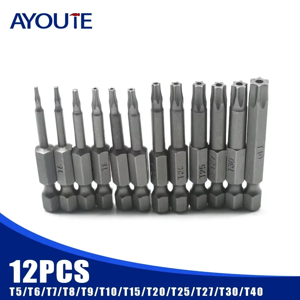 

Torx Security Head Screwdriver Drill Set 1/4 Inch Hex Shank 4 Inch Length S2 Steel Torx Screwdriver Bit Set 11/12pcs Torx Head