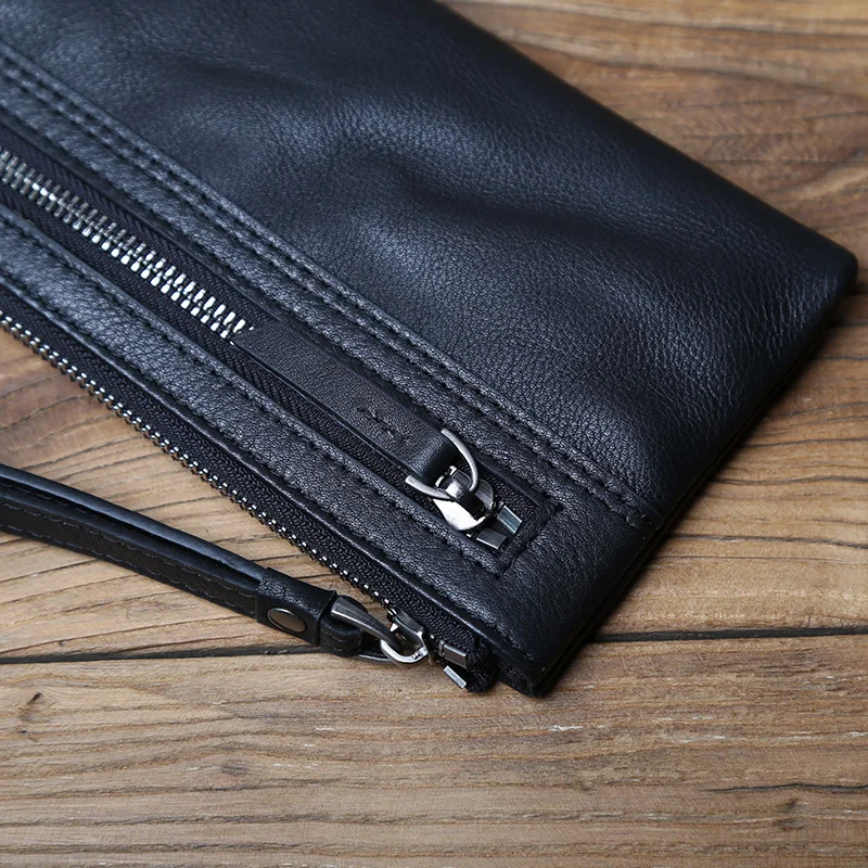 NZPJ Echtem Leder männer Kupplung Top Schicht Rindsleder Lange Zipper Brieftasche Aus Weichem Leder frauen Brieftasche Große Kapazität Dünne telefon Tasche – Detail 8