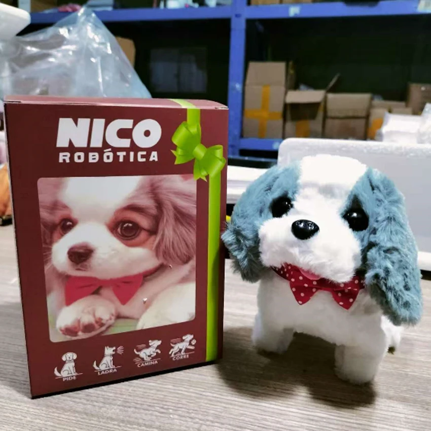 Novo bonito robô de pelúcia filhote de cachorro interativo andando simulado filhote de cachorro latido cauda balançando filhote de cachorro brinquedo de pelúcia chilren (sem bateria)