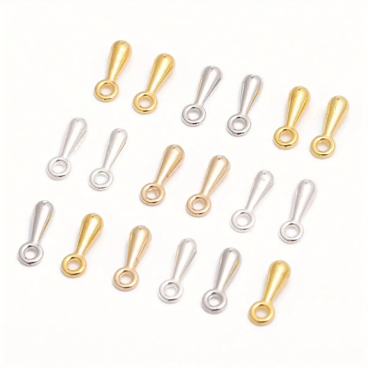 150 個メタリック鉄水滴ペンダントエンドビーズテールペンダントエクステンダーチェーンビーズジュエリー作成所見アクセサリー