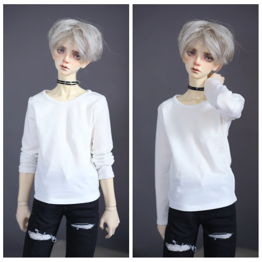 Doll Accessories ID75 1/4 1/3 70cm SD13 SD17 SD10 Girl Boy Man Woman  MSD BJD Doll  T-Shirt Clothes tops white Bears43