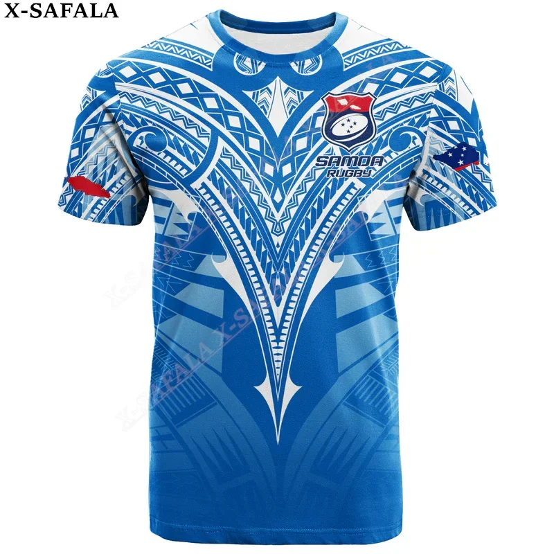 Samoa Polynesian Lauhala Rugby  3D Print Mesh Fiber T-Shirt Tops Summer Tees Men Streetwear Shorts Sleeve Sport Casual Shirt-6