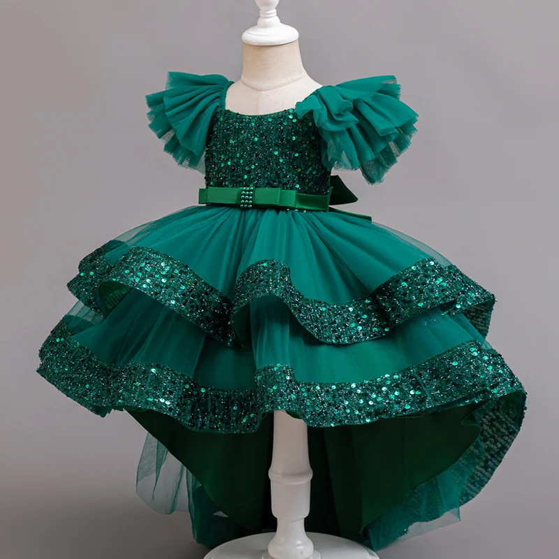 Kids Girls Christmas Dress Sequin Sleeveless Party Dress Birthday Tailing Dress Wedding Princess Dress For Kid Girl Luxury Cown