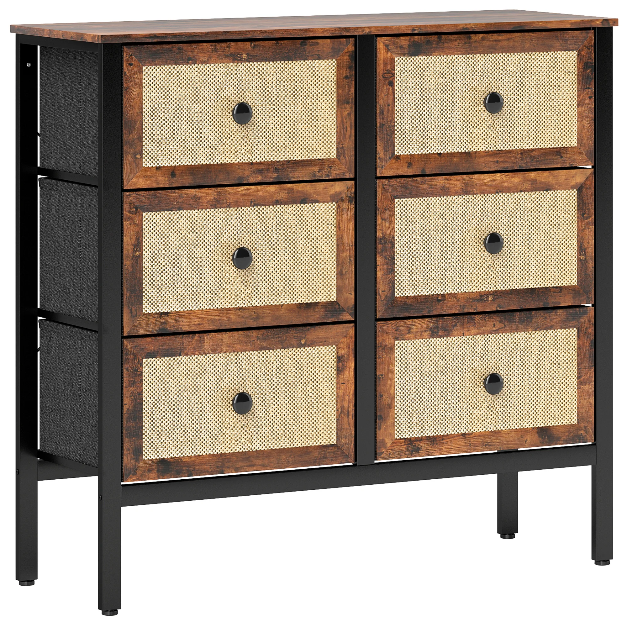 HOMCOM bedroom comfortable with 6 drawers folding rustic brown