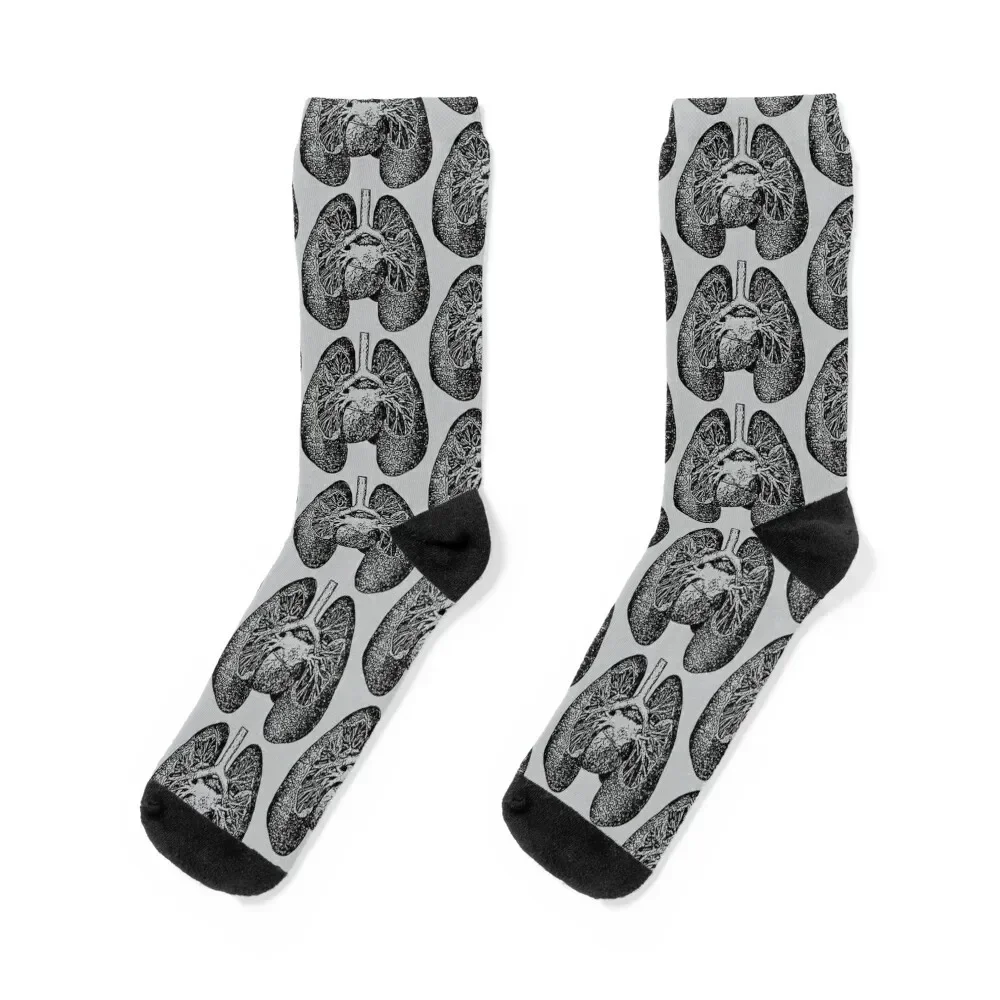 

Anatomical Lungs Black on Grey Socks sports stockings halloween fashionable christmas stocking Socks Male Women's