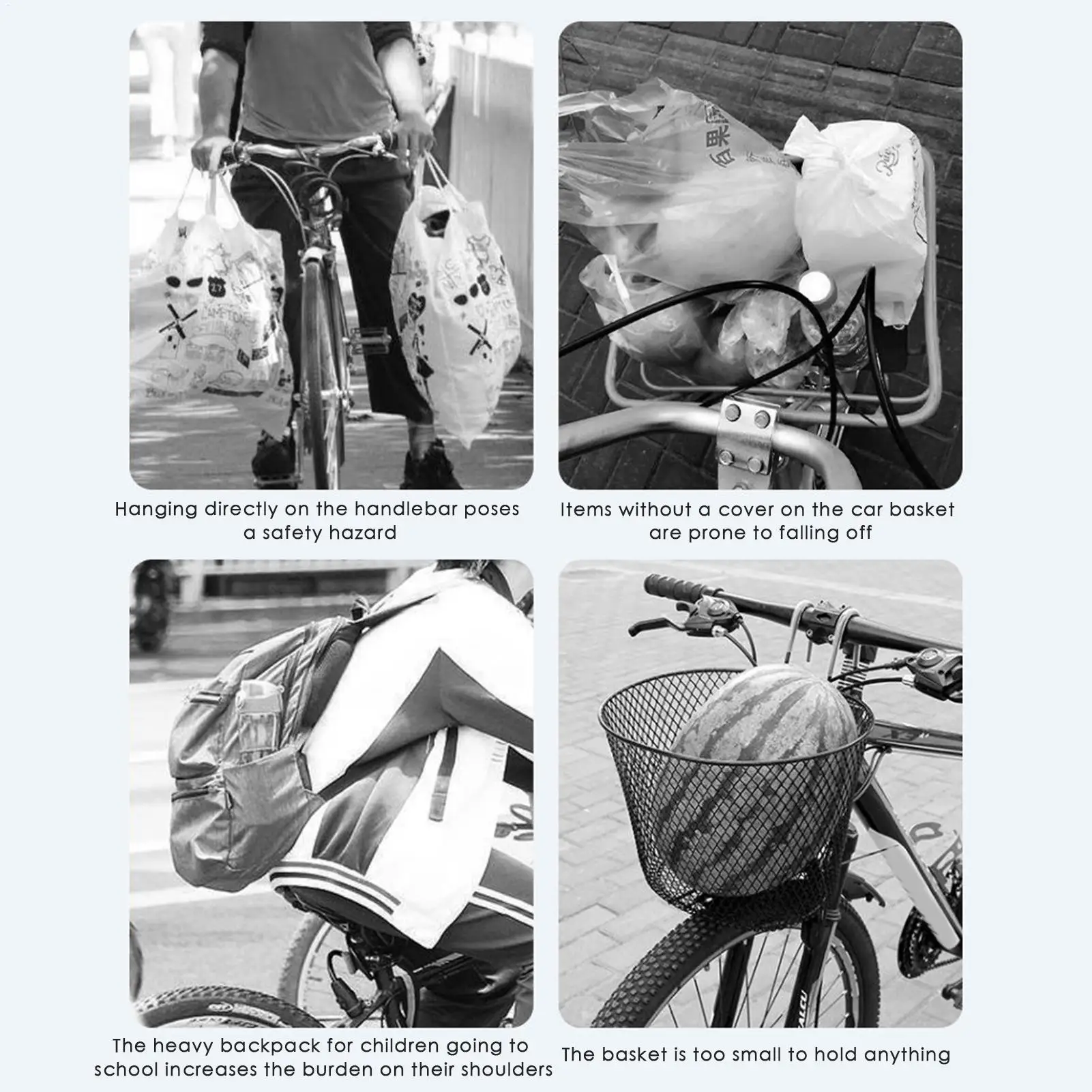 Mountainbike-Gepäckträgerkorb aus Metall, großer Fahrrad-Heckkorb, Fahrrad-Heckablage, Schulranzen-Fahrrad-Aufbewahrungskorb für Taschen, Rucksäcke und Lasten – Detail 6
