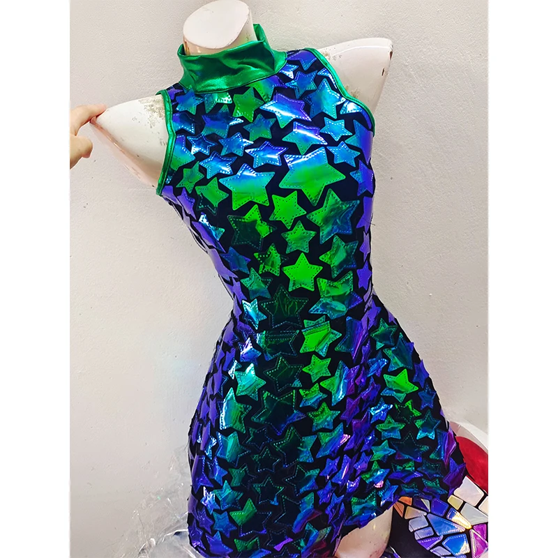 لامعة بو الليزر مرآة ملهى ليلي فستان بار جوجو راقصة الزي المغني المرحلة زي مساء عيد ميلاد الهذيان مهرجان الملابس #2