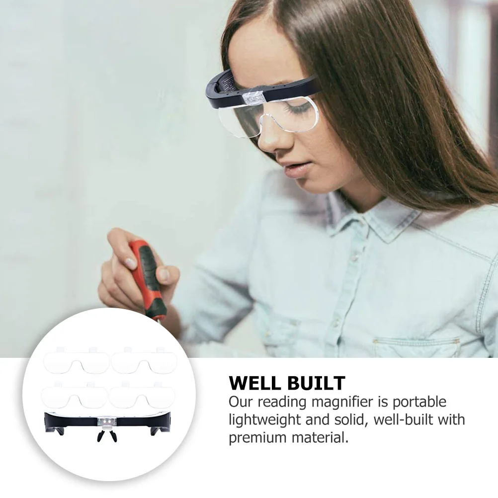 

USB Rechargeable Head-Mounted Magnifying Glass LED Light Portable Reading Magnifier for Repair Jewelry Maintenance Seniors