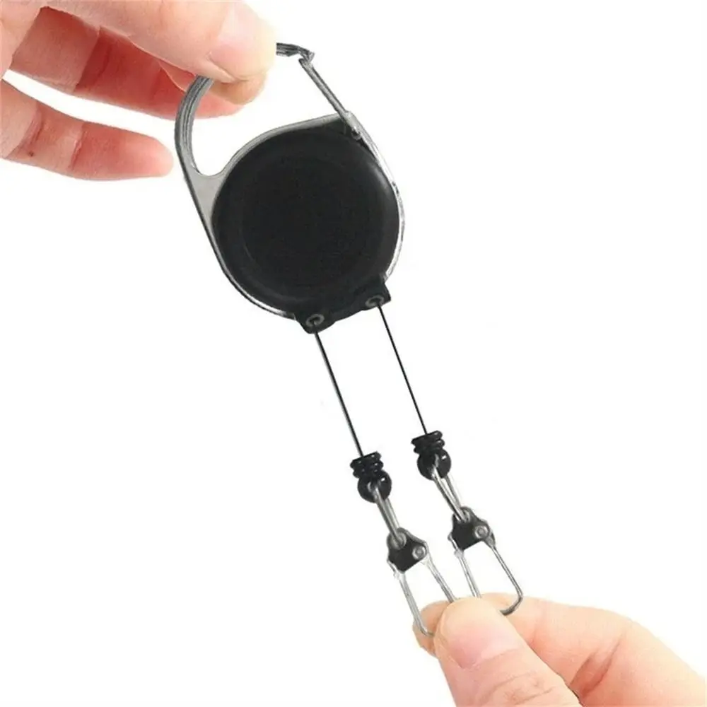 Double Headed Retractable Keychain Anti Lost Badge Reels Easy To Pull Buckle 60CM Keyring ID Card Holder Outdoor Camping