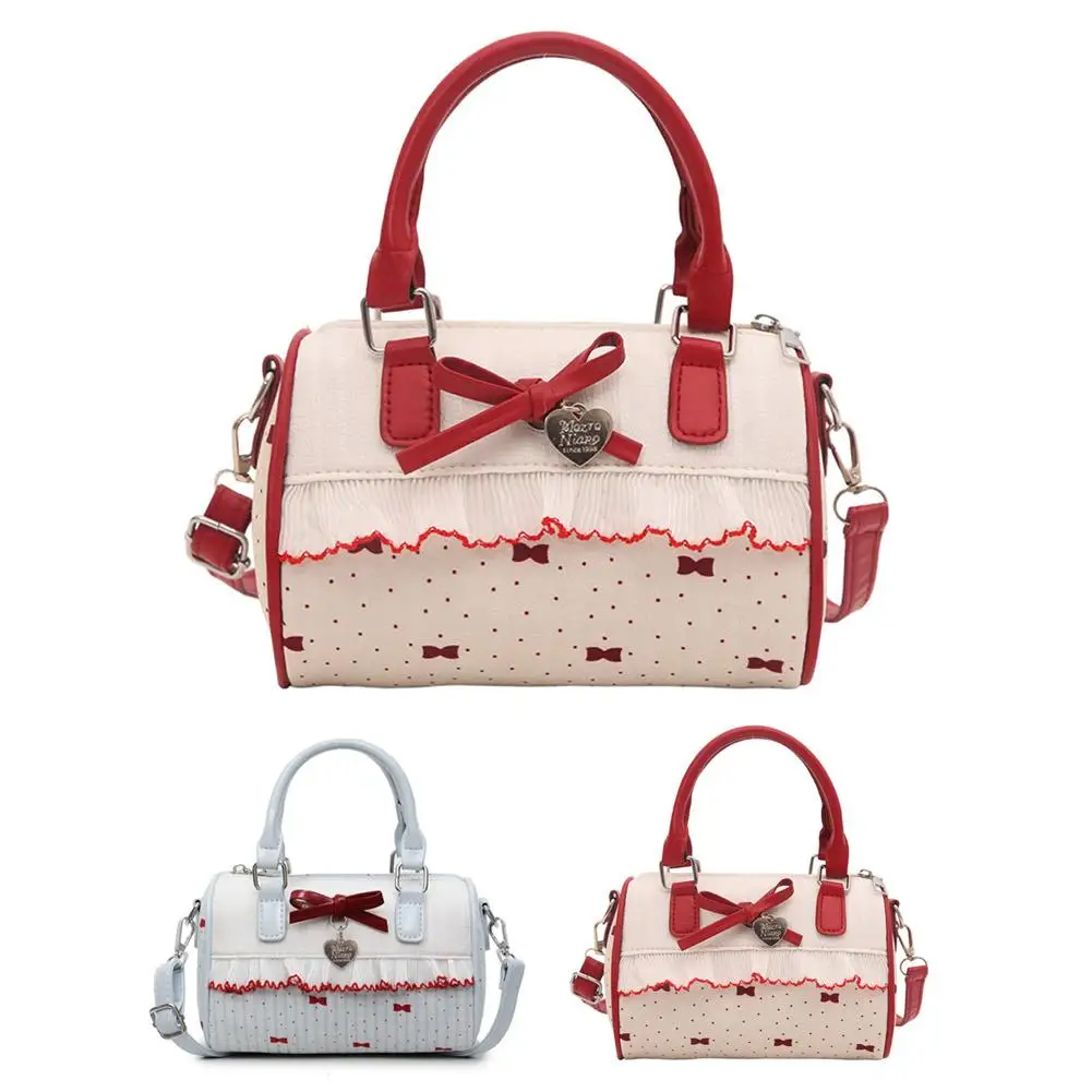 Cartoon Print Shoulder Bag Sweet Women Bow Underarm Bag Commuter Versatile Handbag Pleated Tote Bag Casual Practical Bag