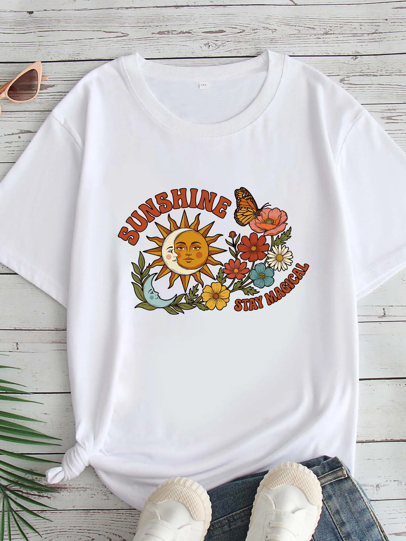 

Женская футболка большого размера с принтом, круглым вырезом и короткими рукавами, размеры 1-7XL, удобный повседневный топ в европейском стиле