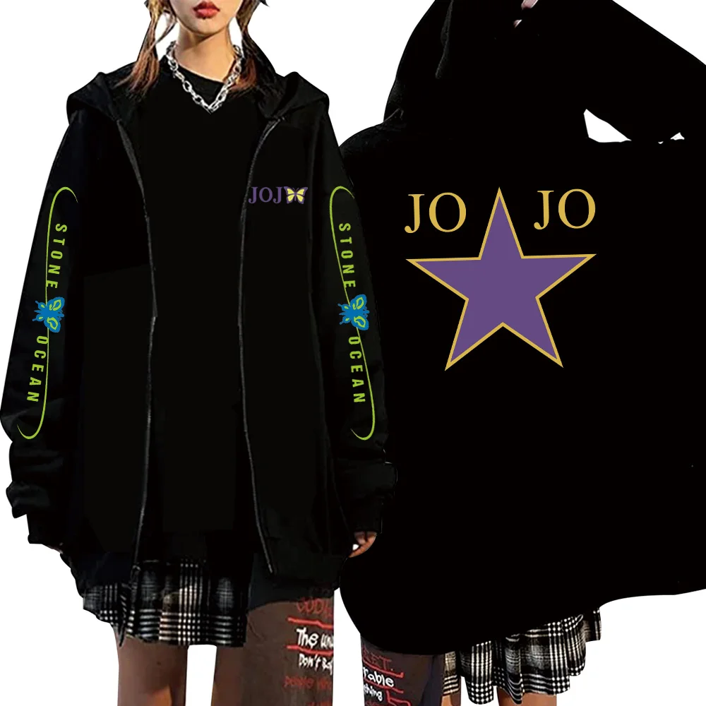 Anime Jojo's Bizarre Adventure Stone Ocean butterfly Hoodies Loose Unisex Anime Style Hoodie Autumn Spring Top sweatshirt - Image 2