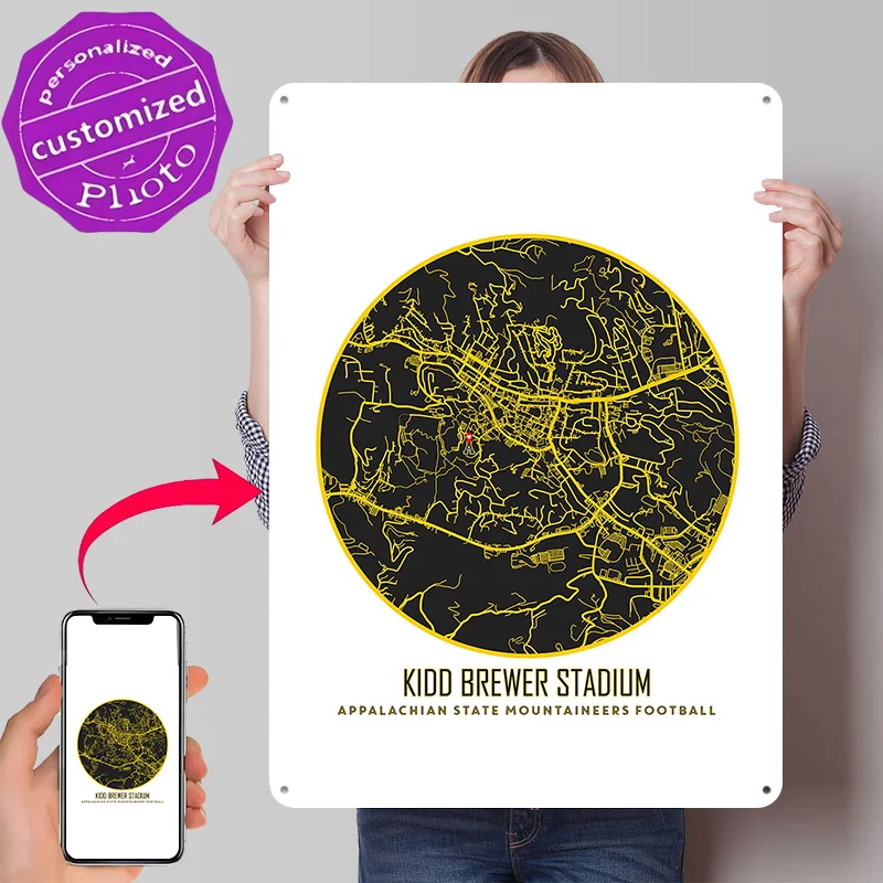 Kidd Brewer Stadium Personalized 3D Textured Metal Poster Wall Art Tinplate Sign for Living Room Decoration Man Office Decor