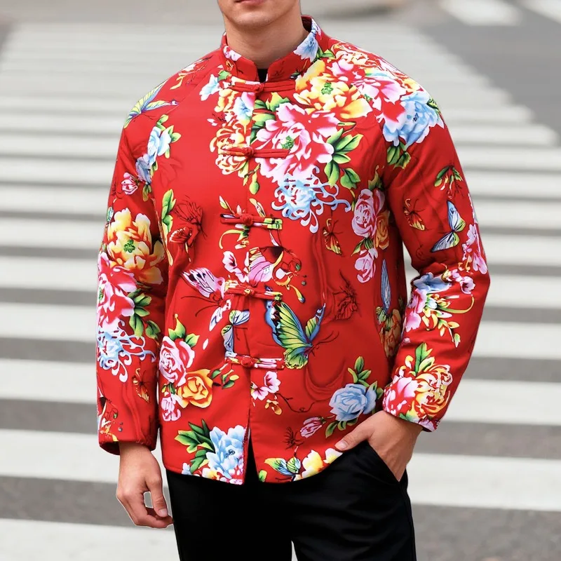 

Новая хлопковая стеганая куртка в китайском стиле тщательно изготовлена из чистой хлопчатобумажной ткани и украшенная большими цветочными узорами.