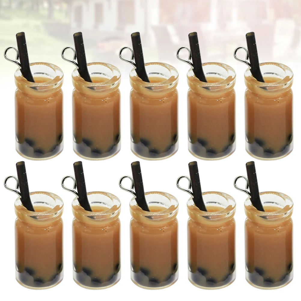 

20 Pcs Creative Earrings Pendant Background Decor Simulated Milk Tea Coffee Glasses Photo Props Cups Imitated Funny Charms