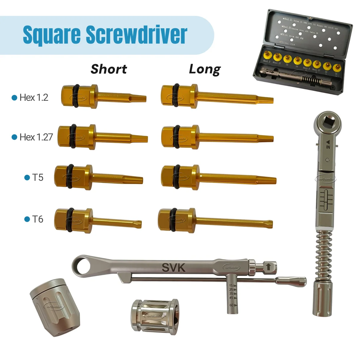 Dental Implant Hex 1.2/1.27 Square Screw Driver T5/T6 Square Screwdriver Torque Wrench For Osstem/Dentium/Nobel/Straumann/DIO SM