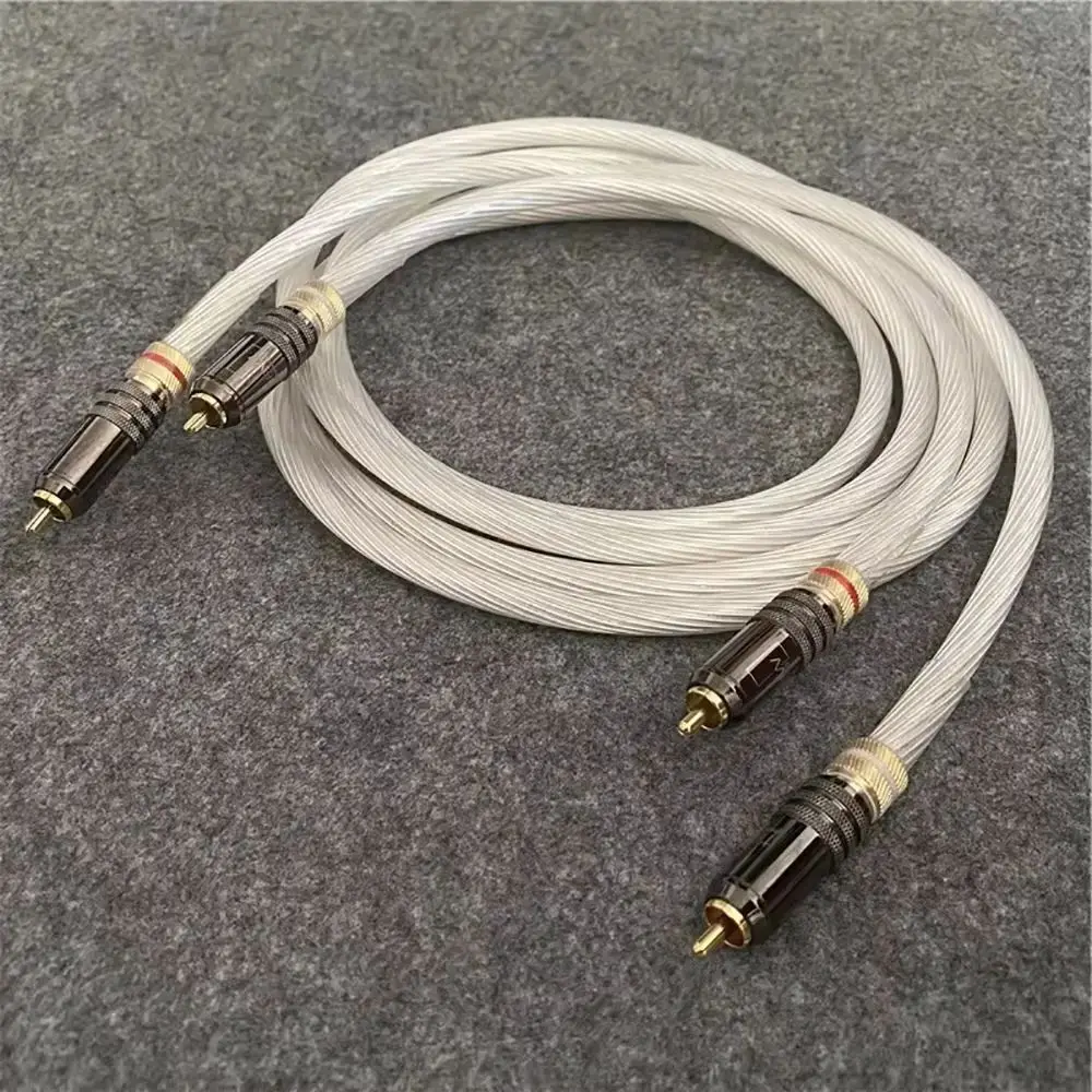 

Pair 7N OCC RCA cable signal cable Silver Plated audio Wire self locked Gold plated RCA plug for Amplifier DAC TV DVD